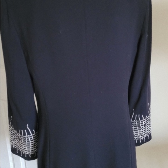 ESCADA by Margaretha Ley Deep Navy/Black Wool Blazer Embroidered Sleeves Sz: 38 - Picture 9 of 12